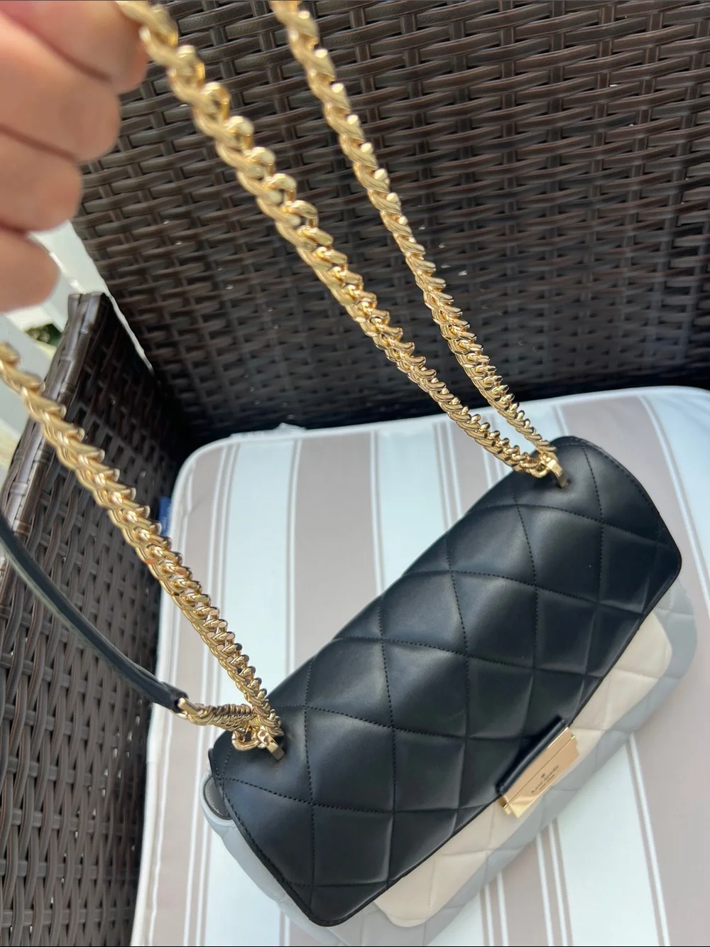 kate spade Two-Tone Quilted Crossbody Bag in Black, Cream, Gray